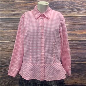 Ralph Lauren Pink square button up top peplum 12